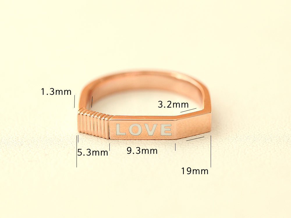 14K 18K Gold Enamel Love Ring