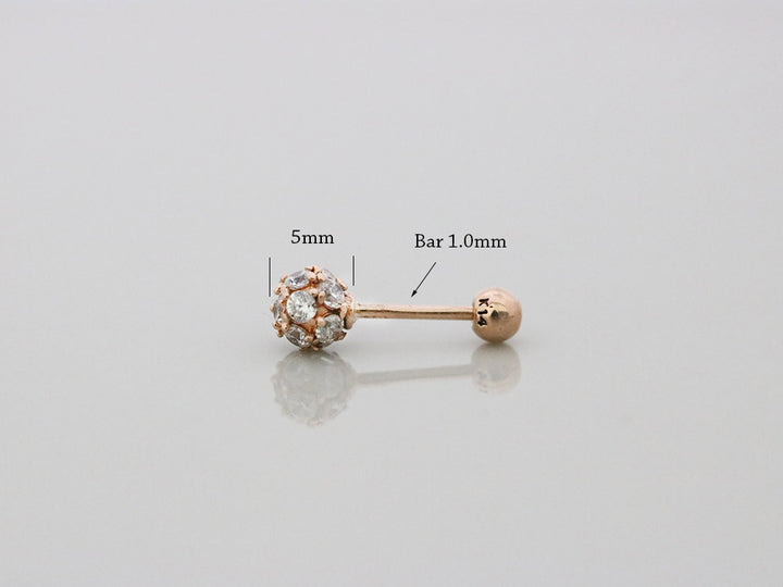 14K Gold Classic Cubic Ball Piercing 18g