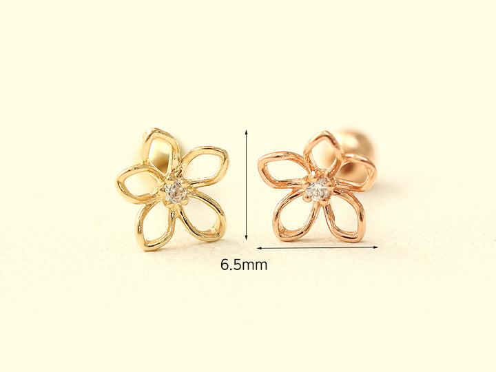 14K gold Point Cubic Daisy cartilage earring 20g