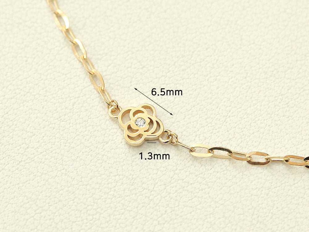 14K Gold Cubic Rose Chain Anklet