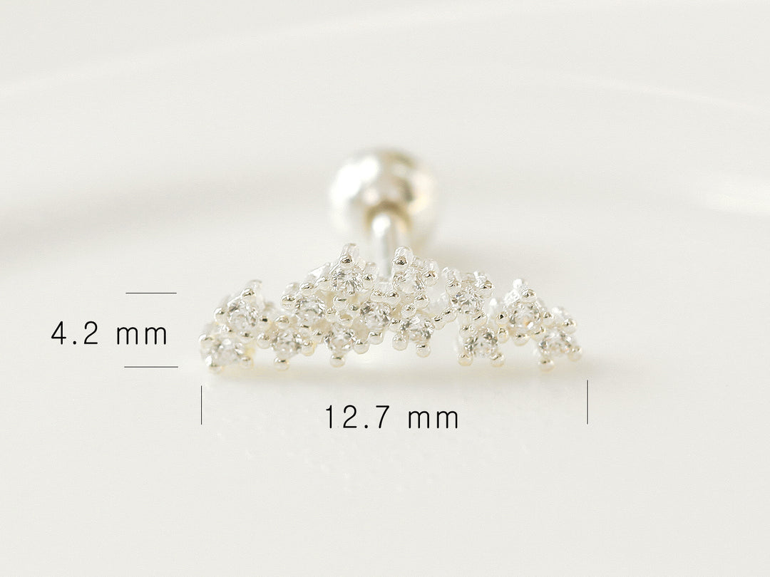 925 Silver Crown cartilage earring 16g