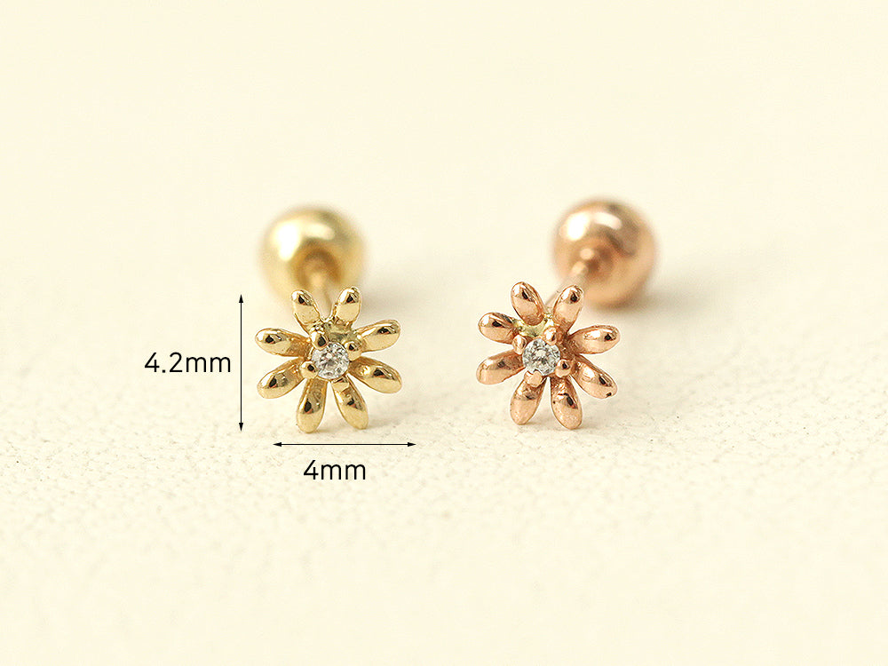 14K gold Mini Marguerite cartilage earring 20g