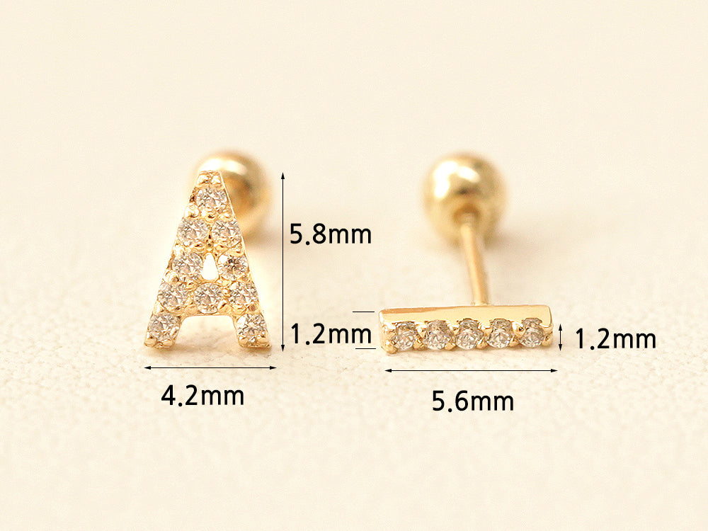 14K gold Cubic Initial cartilage earring 20g