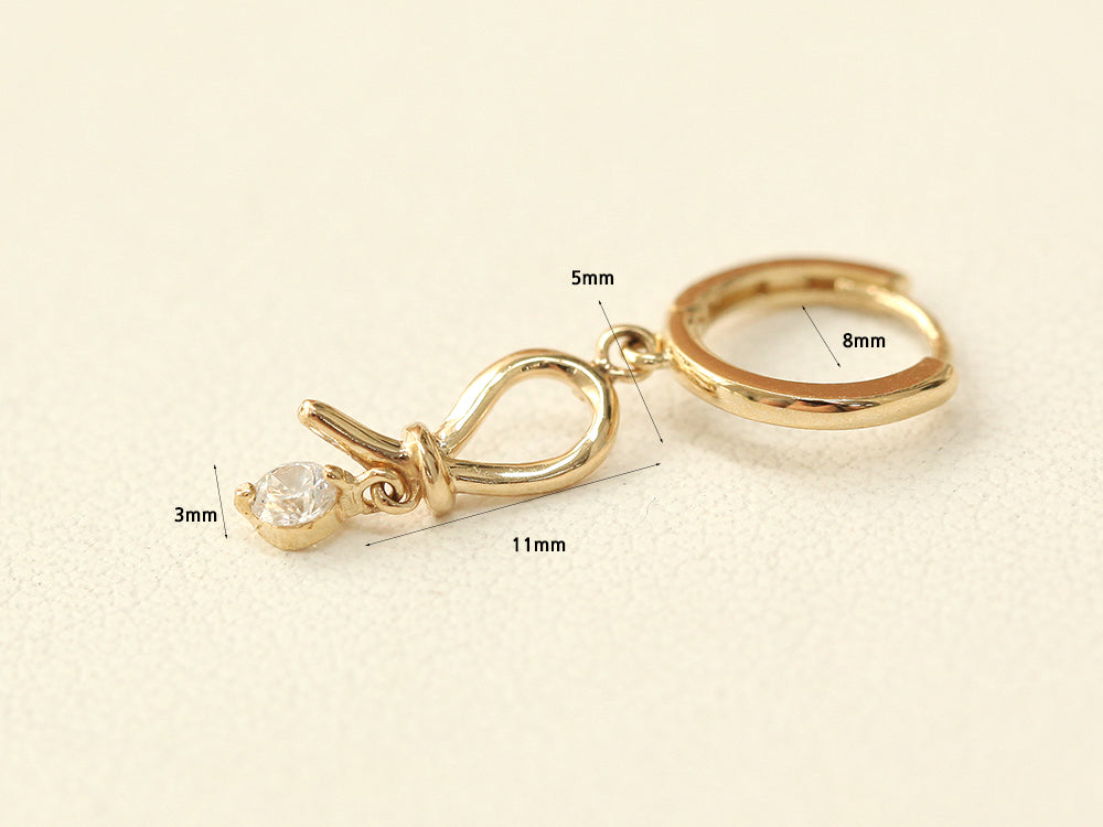 14K gold Feminine Drop Hoop Earring