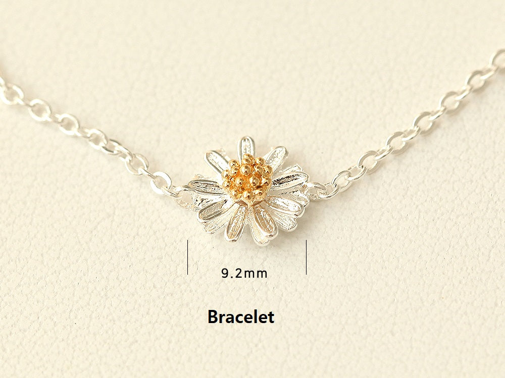 925 Silver Daisy Necklace & Bracelet