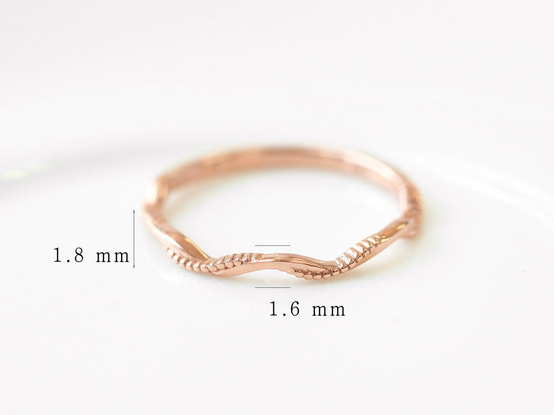 14K 18K Gold Wave Layered Ring