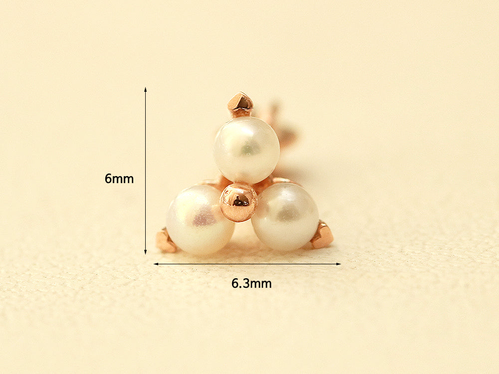 14K Gold Heart Pearl Cartilage Earring 18G16G