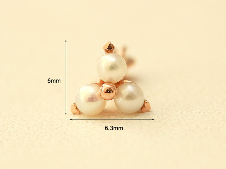 14K Gold Heart Pearl Cartilage Earring 18G16G