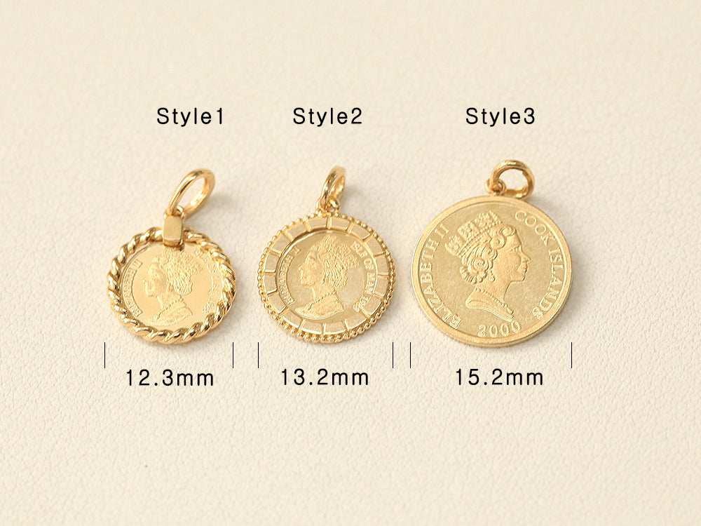 14K Gold Coin Necklace Pendant