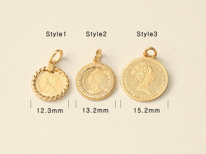 14K Gold Coin Necklace Pendant