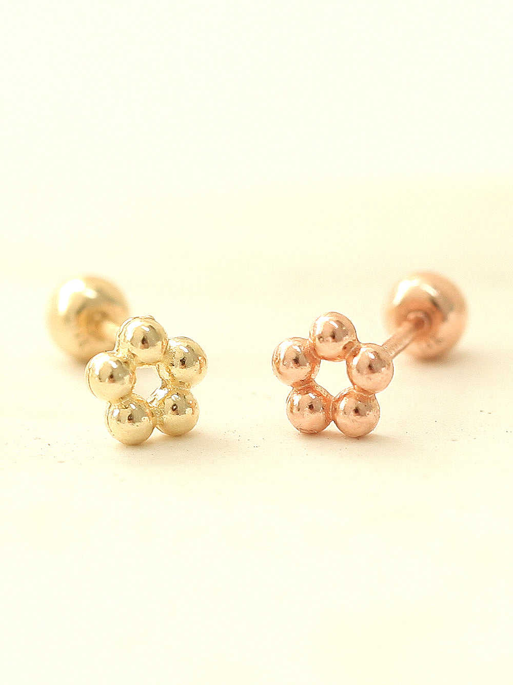 14K Gold Mini Flower Ball cartilage earring 20g