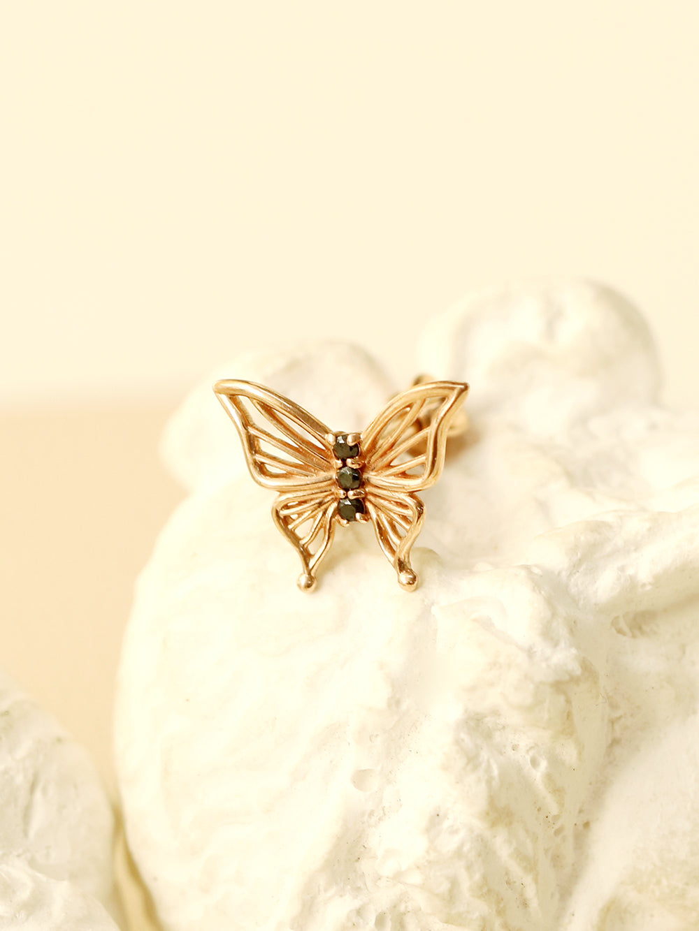 14K Gold Butterfly Point Cubic Cartilage Earring 18G16G