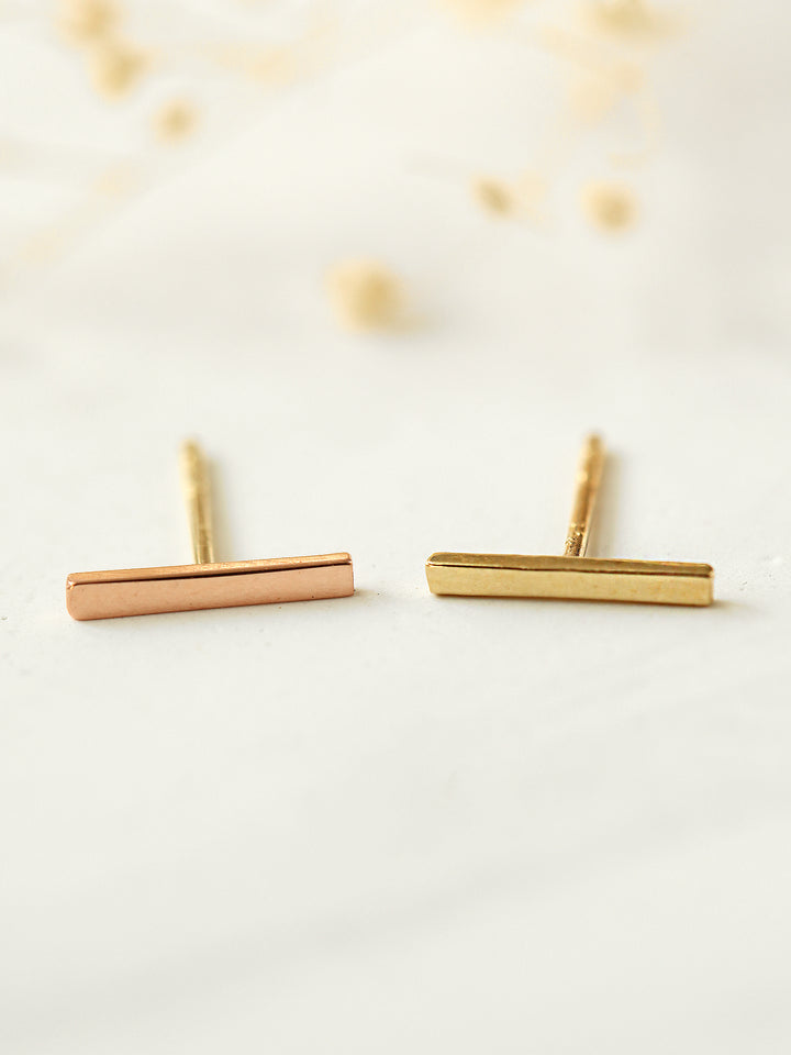 14K Gold Simple Bar earring