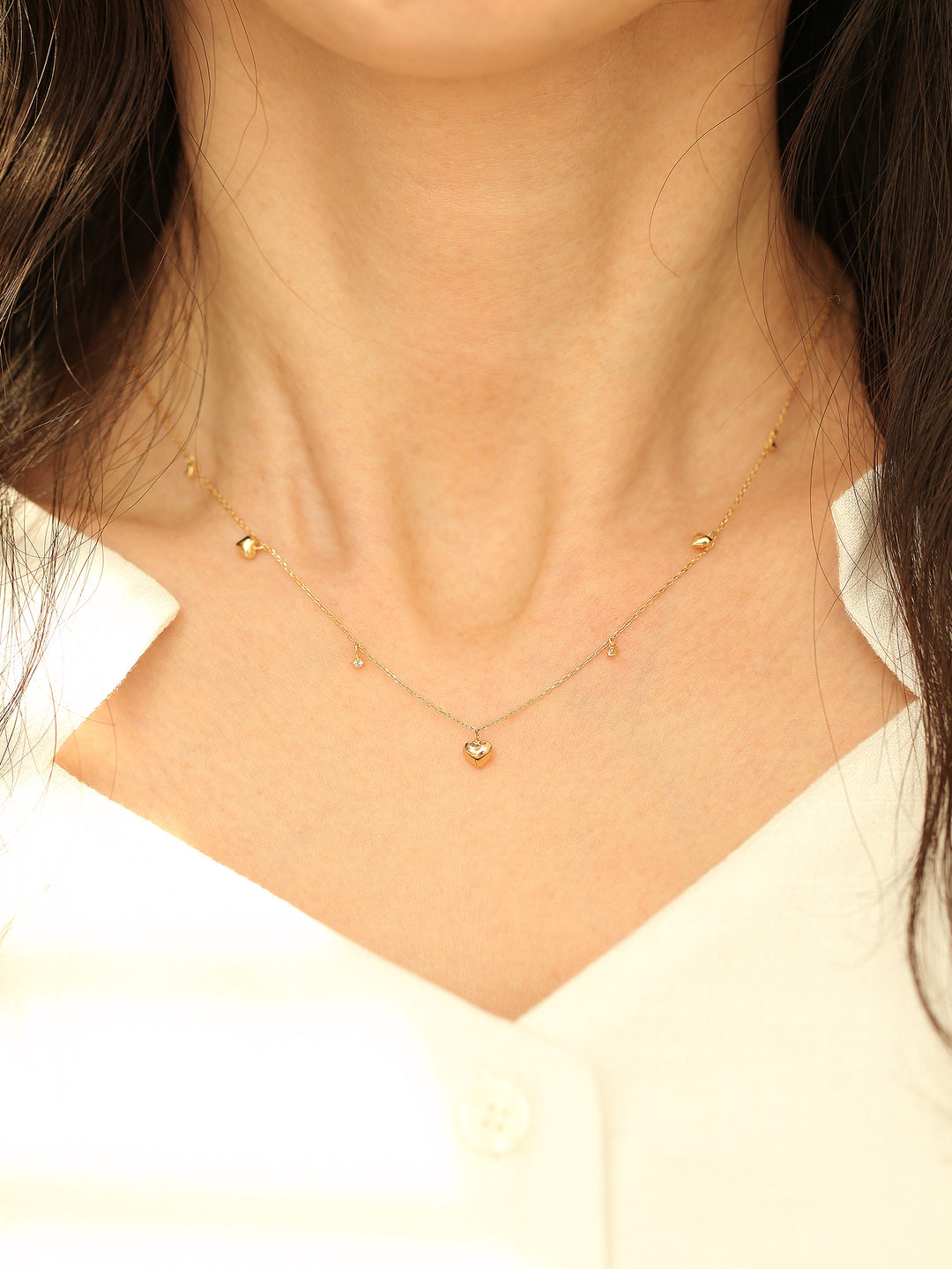 14K Gold Dainty Heart Necklace