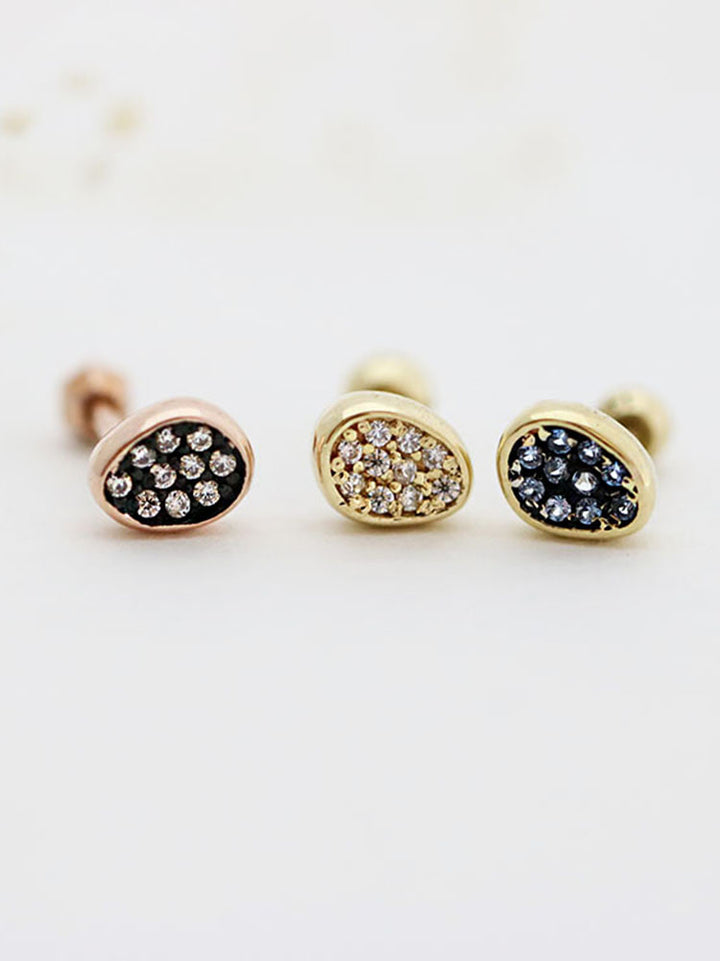 14K Gold Pebble Cartilage Earring 18G16G