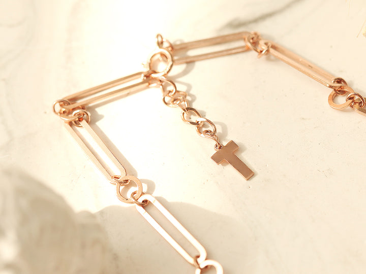 14K 18K Gold Round Square Circle Chain Bracelet