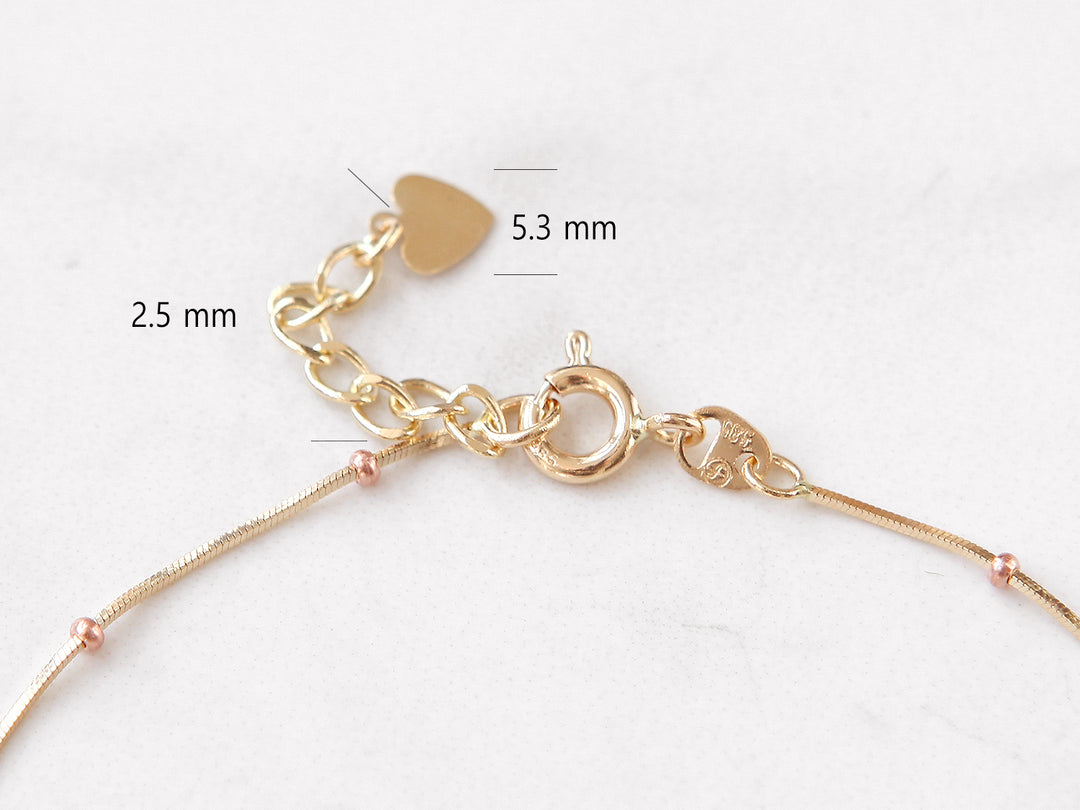 14K Gold One Line Mini Ball Snake Anklet Bracelet