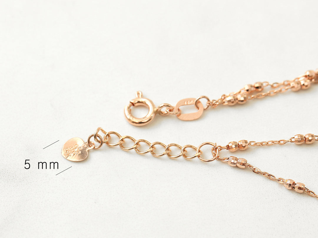 14K 18K Gold Cutting Ball Chain Anklet