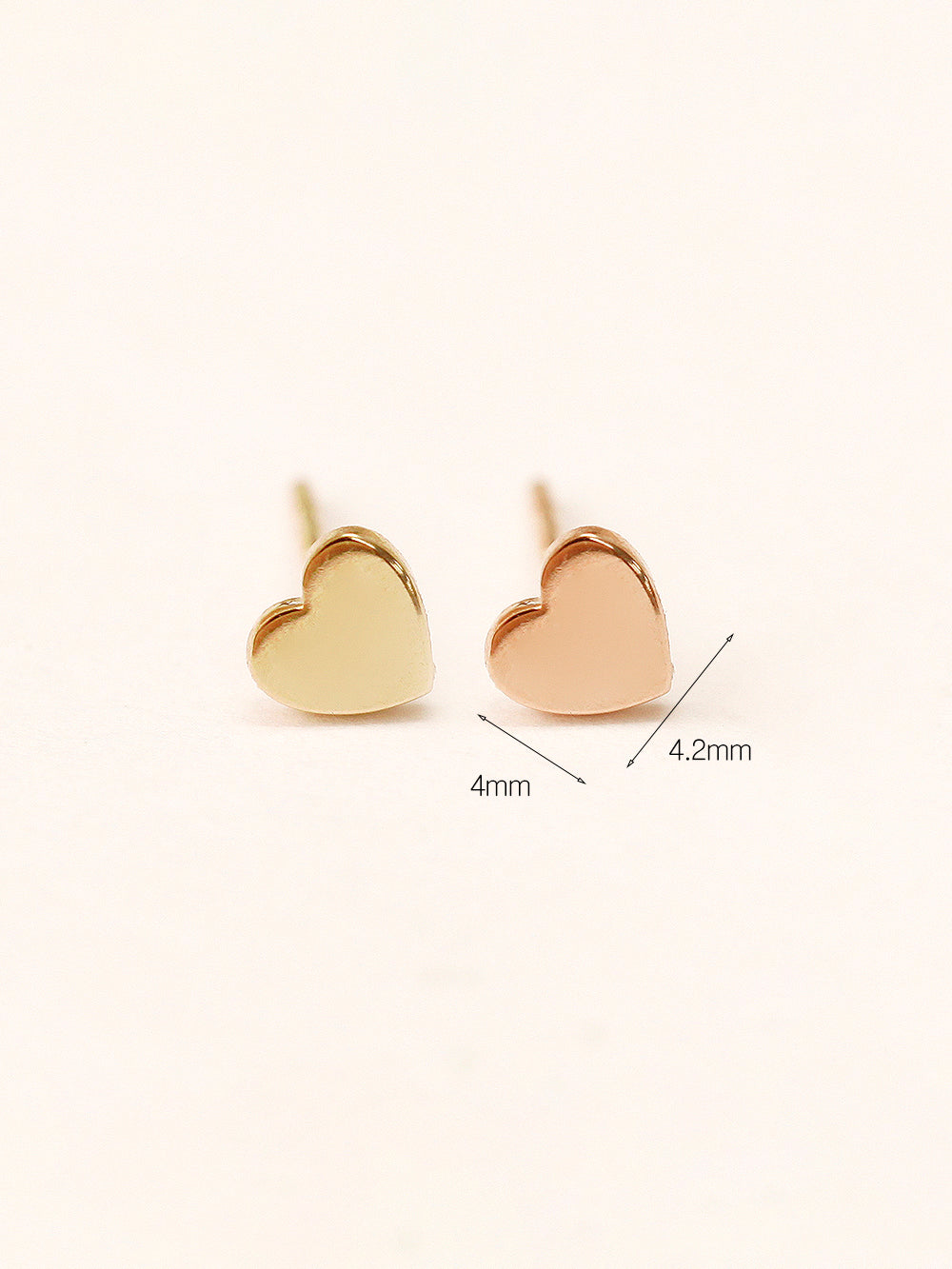 14K Gold Flat Heart Stud Earring