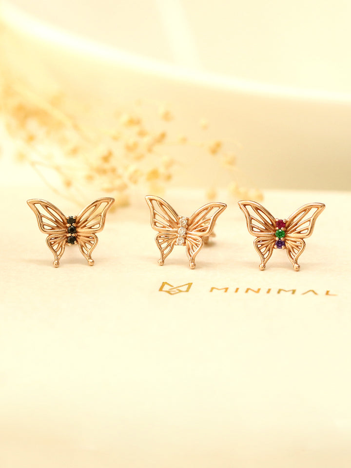 14K Gold Butterfly Point Cubic Cartilage Earring 18G16G