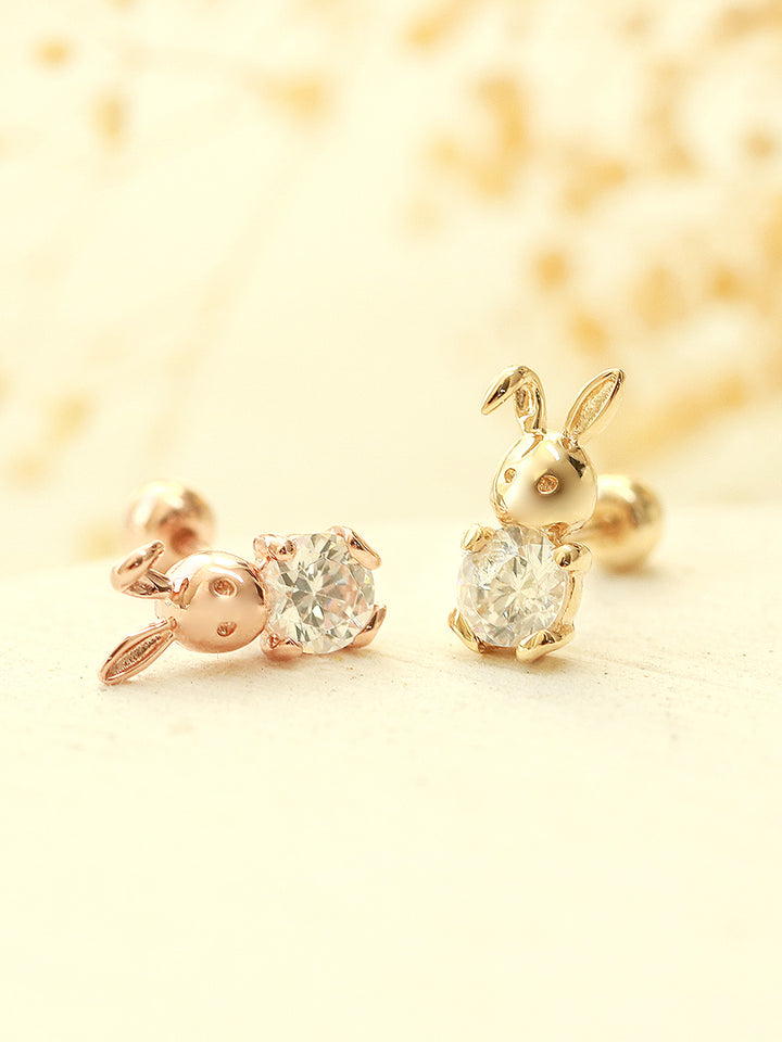 14K Gold Cubic Rabbit Cartilage Earring 20G18G