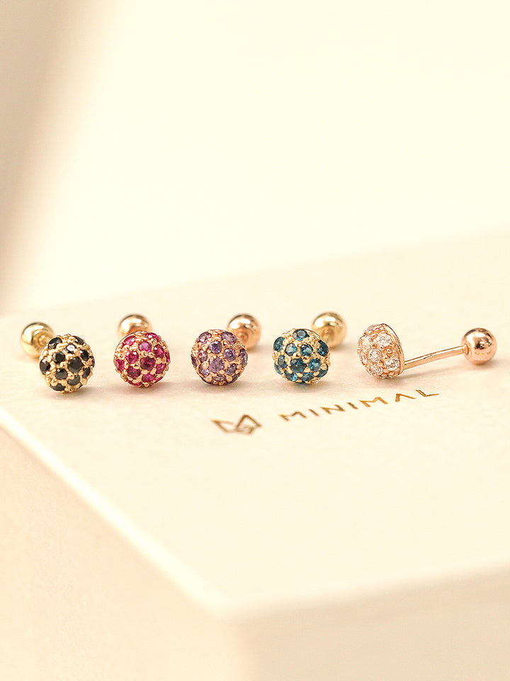 14K Gold Cubic Ball Cartilage Earring 20G18G