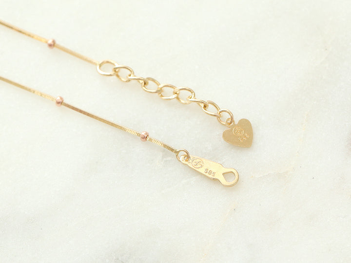 14K Gold One Line Mini Ball Snake Anklet Bracelet