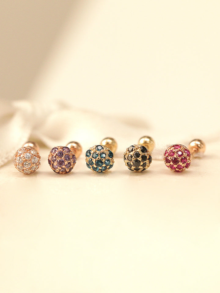 14K Gold Cubic Ball Cartilage Earring 20G18G