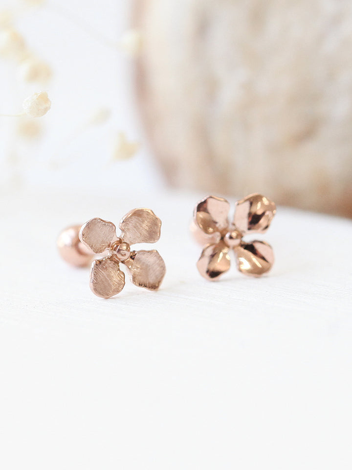 14K gold Brushed flower cartilage earring 18g16g