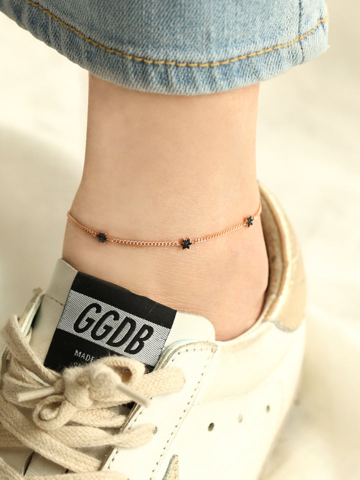 14K 18K gold Black star Anklet