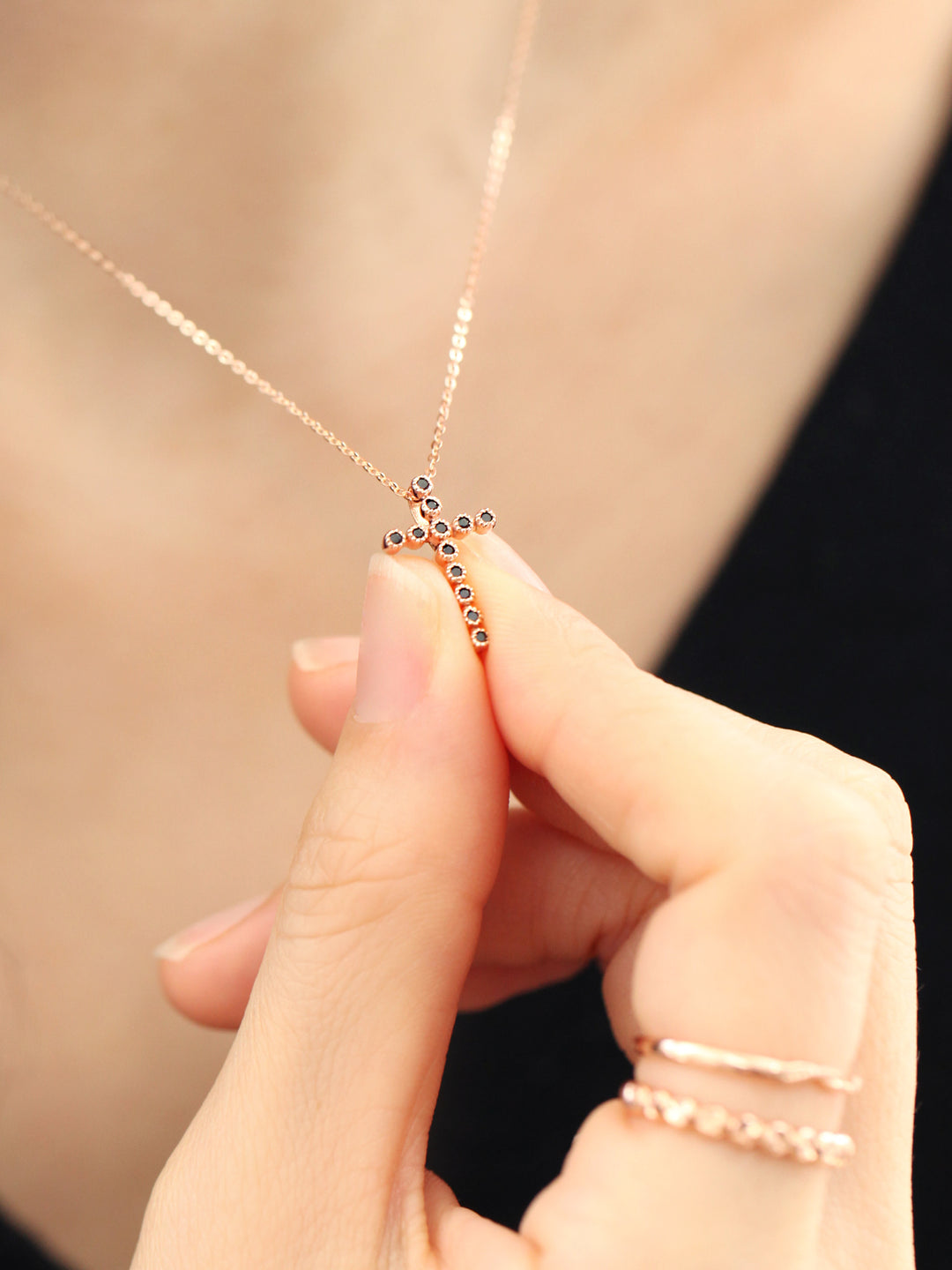 14K 18K Gold Cubic Cross Necklace