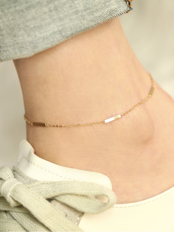 14K 18K Gold simple stick anklet