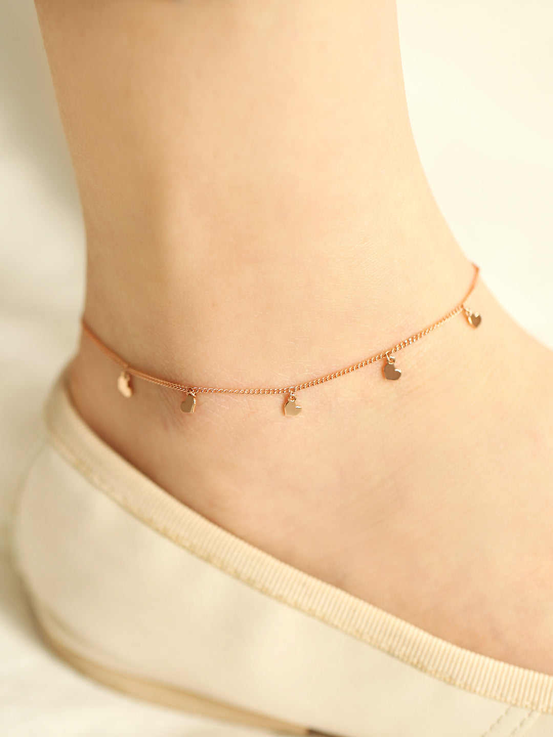 14K 18K Gold Heart Anklet