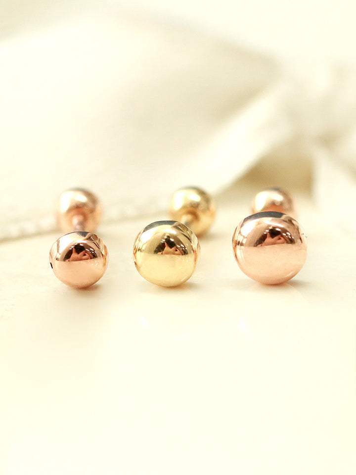 14K Gold Flat Ball Cartilage Earring 20G18G