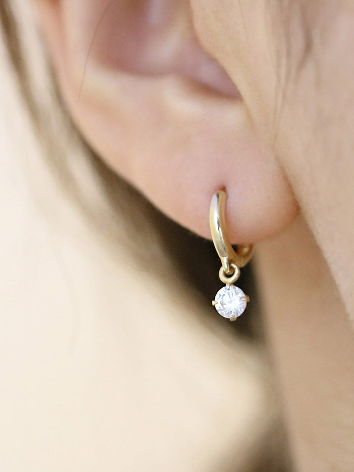 14K Gold Cubic Hoop Earring