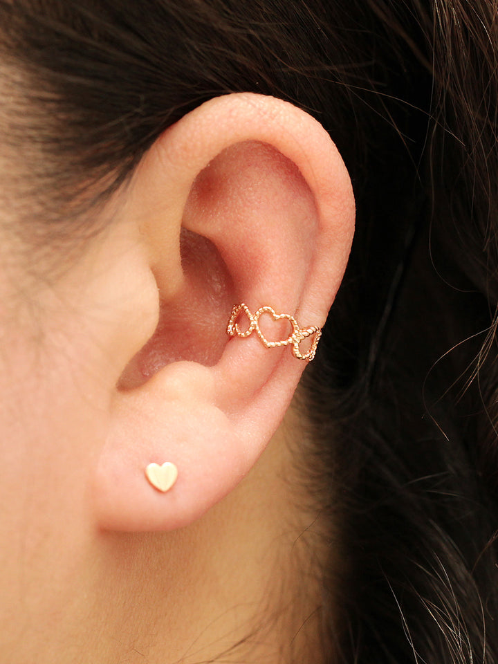 14K Gold Bubble Heart Ear Cuff