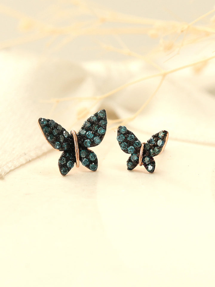 14K gold Bling Blue Butterfly cartilage earring 20g