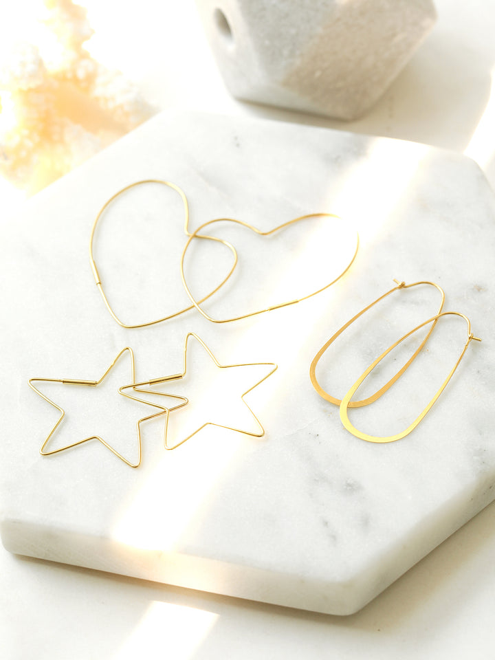 925 Silver Oval / Heart / Star Hoop Earring