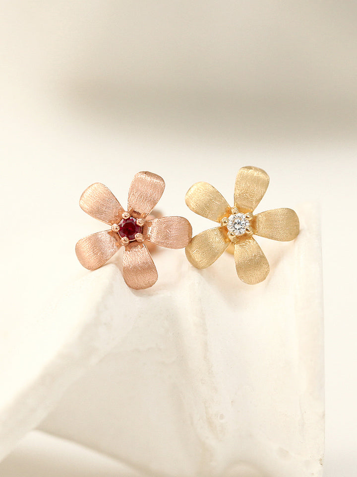 14K Gold Flower Cartilage Earring 18G16G