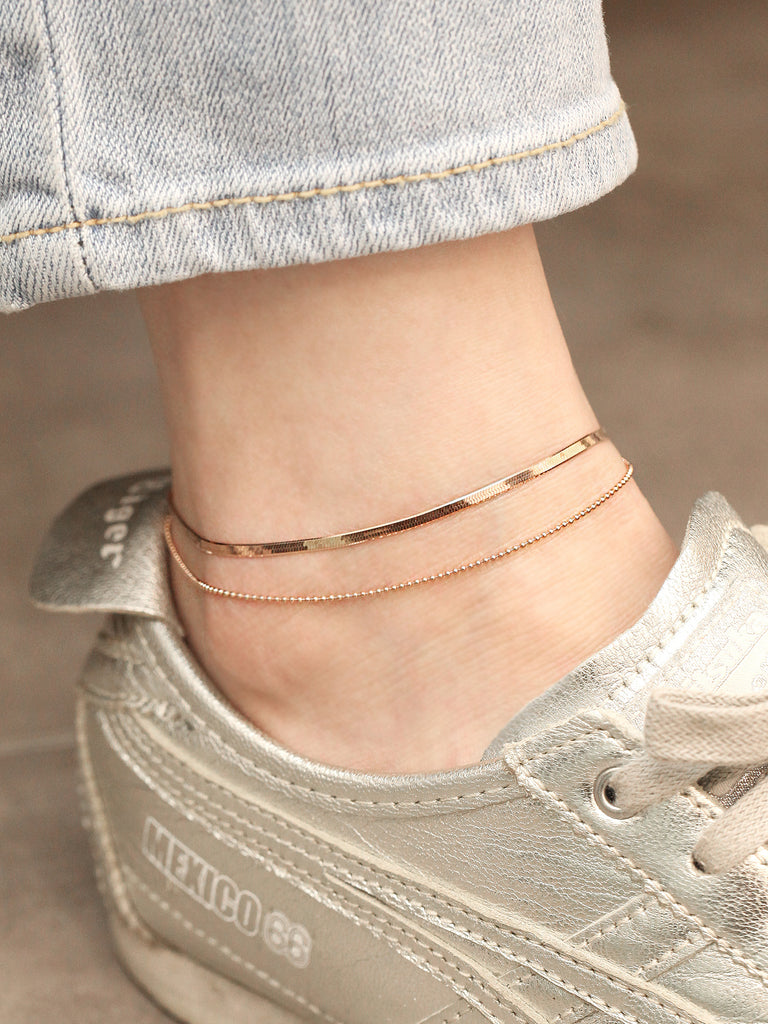 14K 18K Gold Snake Ball Anklet – MinimalBijoux