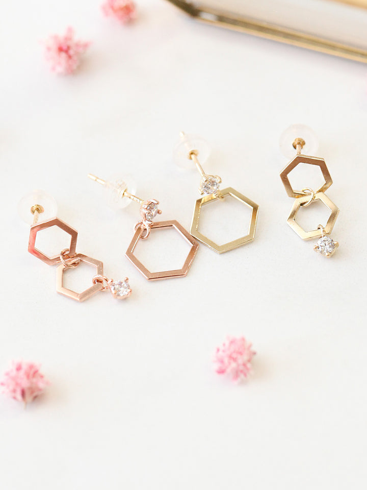 14K Gold Honeycomb Drop Earring