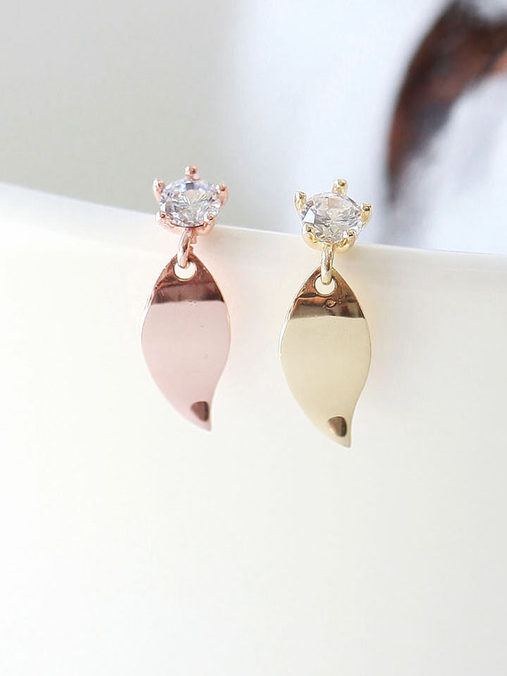 14K gold Leaf Drop cartilage earring 20g