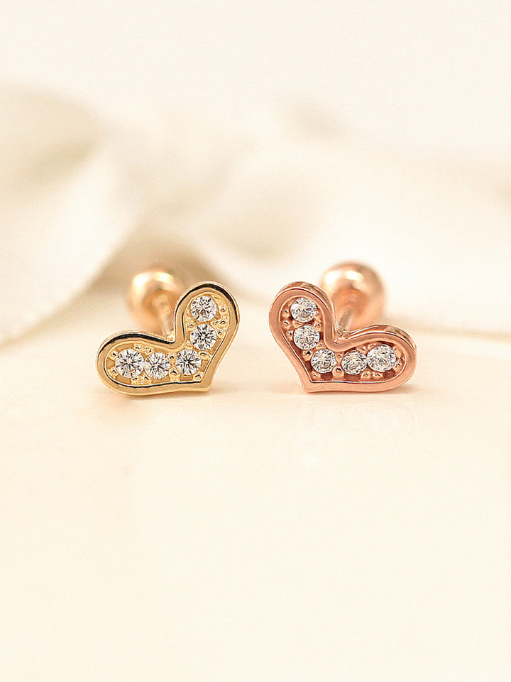 14K gold Lovely Heart cartilage earring 20g