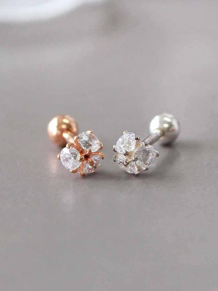 925 silver Triple Cubic cartilage earring 16g