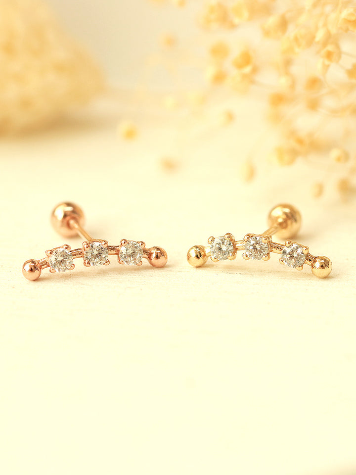 14K Gold Cubic Curve Ball Cartilage Earring 20G18G16G