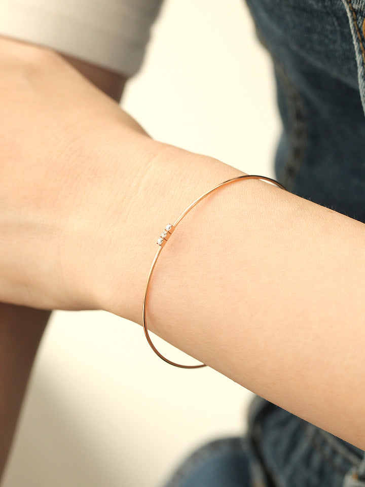 14K Gold Slim Mini Cubic Bangle