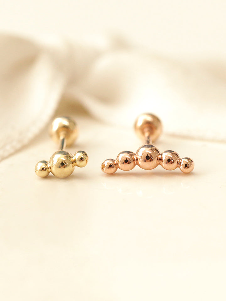 14K Gold Peanut Bubble Cartilage Earring 20G