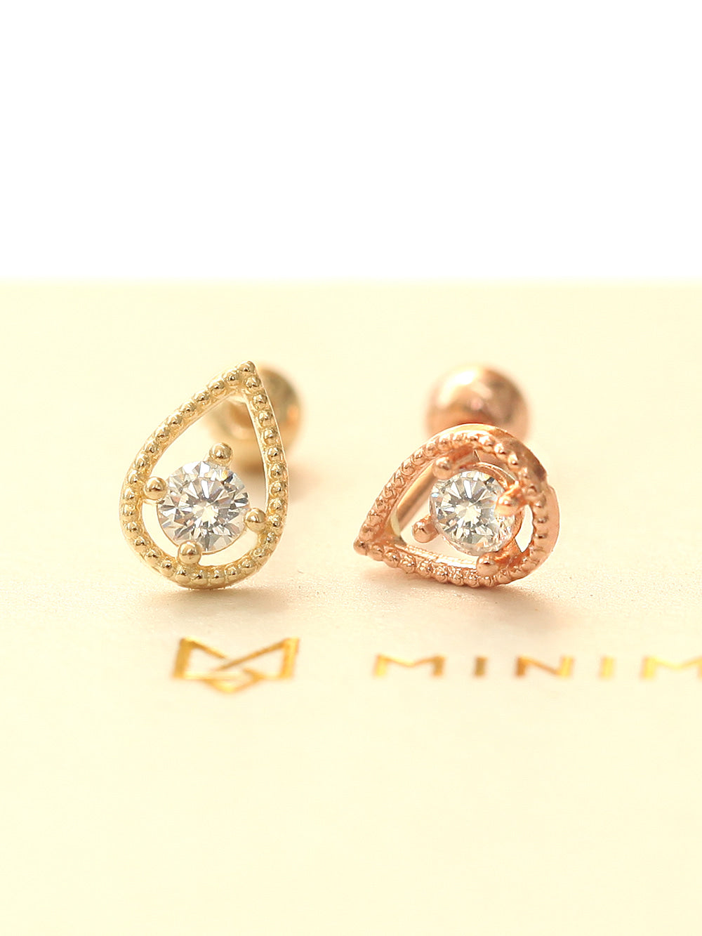 14K gold Mini Cubic Tear Drop cartilage earring 20g