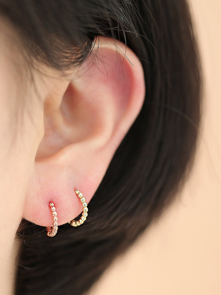 14K Gold Bubble Ball Hoop Earring