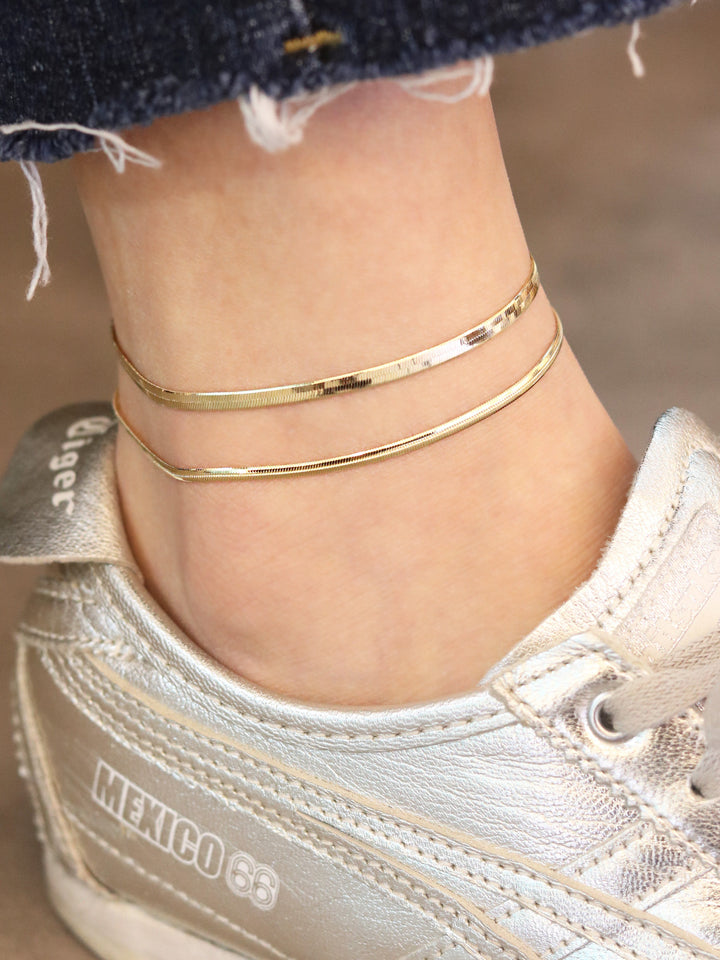 14K Gold Snake Chain Anklet Bracelet